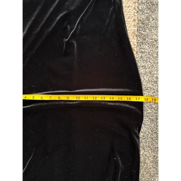 Necessary Objects Vintage Black Velvet Maxi Dress Mesh Cap Sleeve Square Neck M - Picture 7 of 9